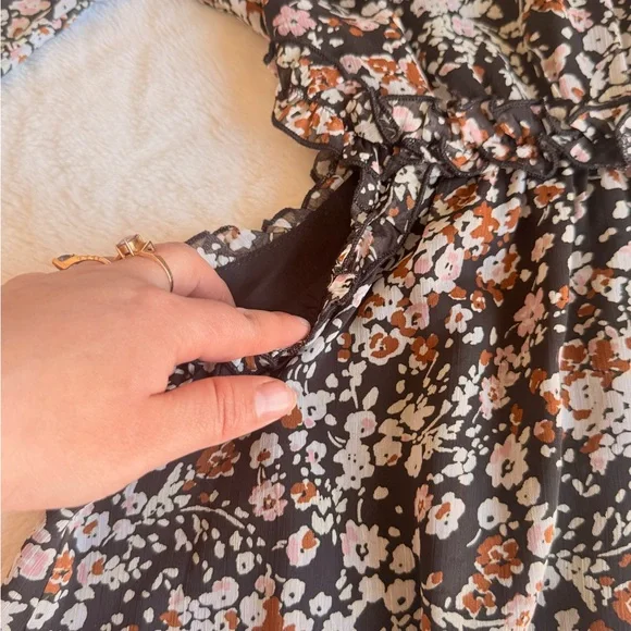 Lulu's Black Floral Long Sleeve Cutout Midi Dress - Picture 10 of 13